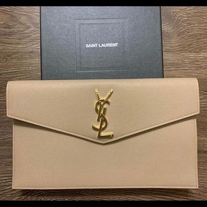 YSL Saint Laurent uptown pouch in beige